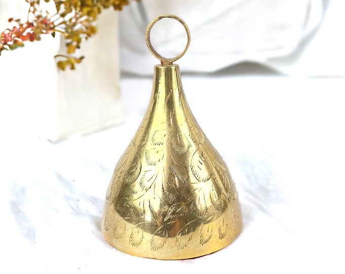 Beautiful Floral Etched Brass Bell