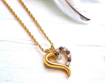 Gorgeous KREMENTZ Signed Minimalist Gold Overlay Heart Pendant Necklace
