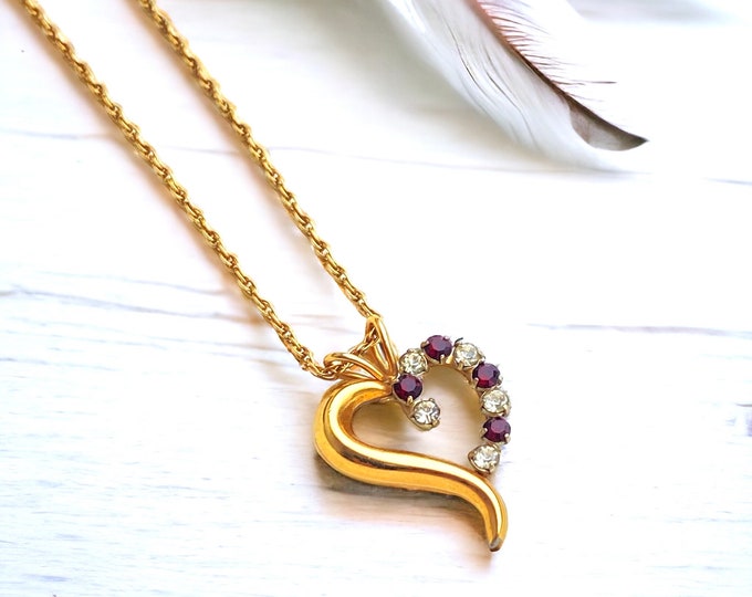 Gorgeous KREMENTZ Signed Minimalist Gold Overlay Heart Pendant Necklace