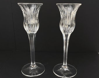 Long Stem Pressed Glass Candle Holders
