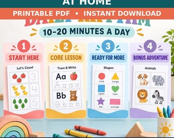 Preschool Homeschool Curriculum, Full Year | 36 Weeks, 180 No-Prep Lessons, Ages 3-5, Kindergarten Readiness