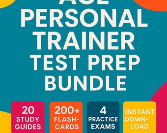 ACE CPT- Certified Personal Trainer - Study Guide 2024-2025 | Exam Prep Bundle Flashcards, Practice Tests, Quizzes & Cheat Sheet