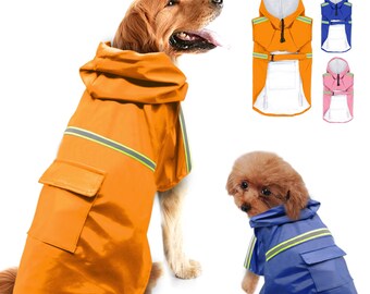 Juway Adjustable Dog Raincoat With Reflective Stripe