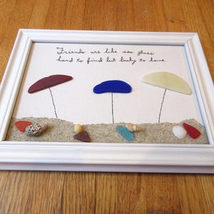 SEA GLASS Art Picture &quot; Great friends are like sea glass hard to find but lucky to have&quot; nice color white frame a great picture for friends