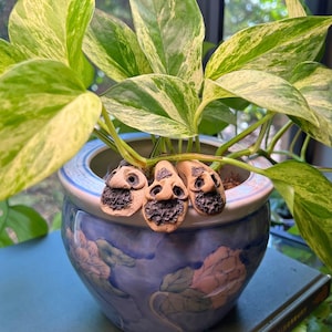Pack of 2 Handmade Clay Planter Decorations - Plant Buddy - Plant Decor - Great Unique Gift