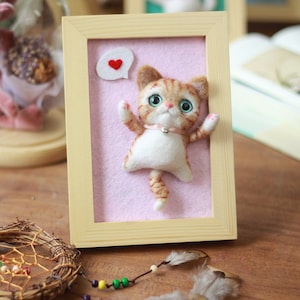 Cat Needle Felting kit with Photo Frame - Gift for Mother&#39;s Day