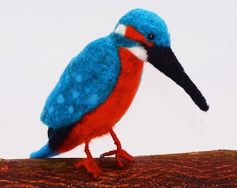 Kingfisher Needle Felting Kit, Bird DIY Craft with Merino Wool