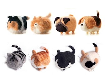 8 Faceless Dog and Cat Needle Felting Kit for Beginners - Mother's Day Gift