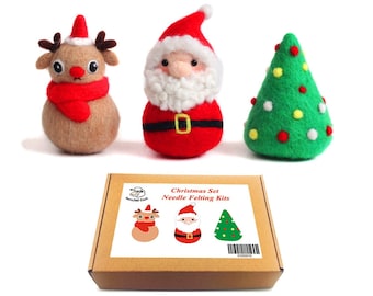 Christmas Needle Felting Kits Gift for Mother's Day - Santa Claus, Christmas Tree, Reindeer - Gift Box