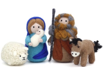Nativity Needle Felting Kit Christmas Gift - Include Everything to Make - Instruction for Beginner 4inch (10cm)