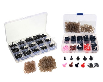 225Pcs Plastic Safety Eyes Safety Noses with Washers 2 Box - Not Easy to Loosen