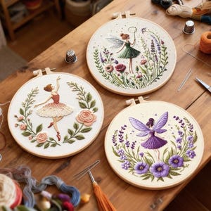 Fairy Embroidery Kit for Christmas with Hoop, Color Threads, Needles Craft for Beginners