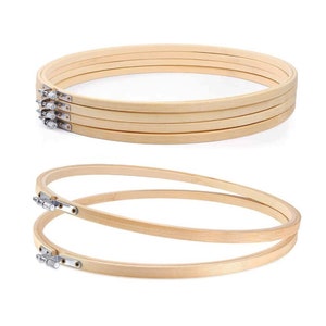 5 Pieces Embroidery Hoop 8 inch - Bamboo Embroidery Frame for Embroidery Cross Stitch - Durable Hoop Without Burr, Smooth Screw
