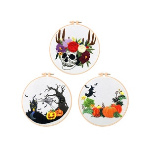 Halloween Embroidery Kit for Girlfriend, Wife - Including Everything to Make - Handmade Halloween Party DecorHome Decor