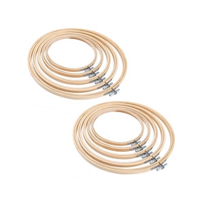 10 Pieces Bamboo Embroidery Hoops 5 Sizes - 2x4&quot;, 2x5&quot;, 2x6&quot;, 2x7&quot;, 2x8&quot; - Durable Hoop Without Burr, Smooth Screw