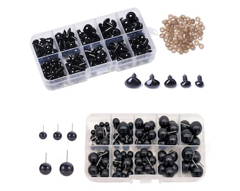 100 Pcs Safety Eyes 100 Pcs Safety Noses with Washers for Doll Making