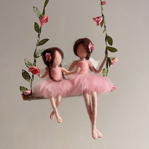 Fairy Mom and Child Needle Felting Kit Christmas Present, Craft Kit, Felting Starter Kit with Pure Wool, Tool, Video Instruction