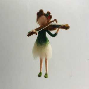 Needle Felting Kit Music Elf, Pretty Girl Craft Starter Kit with Wool, Video Instruction - 6inch (15cm)