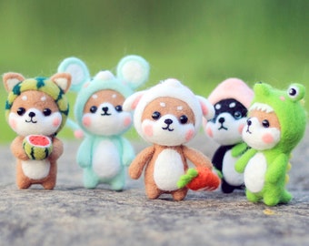 5 Pack Shiba Inu Dog Needle Felting Kits with Gift Box Package - Mother&#39;s Day Gift