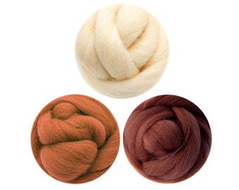300g Merino Wool Roving Set, Needle Felting Kit (3 Colors)