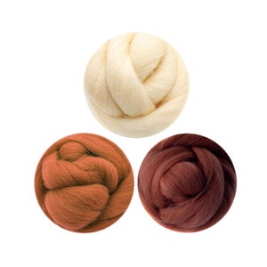 300g Felting Wool Set 3 Colors (70s 19um Grade) Needle Felting Diy Wool for Needle Felting Kits in Plastic Bag