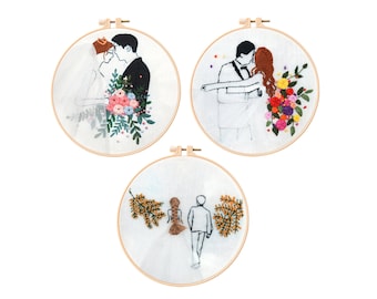 Wedding Embroidery Kit for Bride and Groom Gift Valentines Day Gift