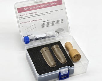 Needle Felting Tool Set for Beginners with 8 Needle Holder, Finger Gloves, Mat, Instruction Box Wrap