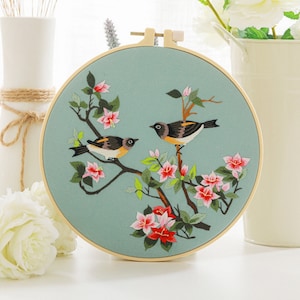 Singing Birds Embroidery Kit for Beginners, Birthday Gift for Mom, Craft Kit Include Everything to Make