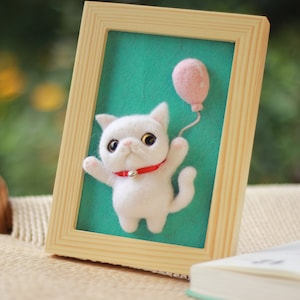 Cat Needle Felting kit with Photo Frame Gift for Mother&#39;s Day