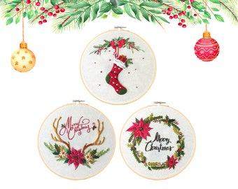Christmas Embroidery Kit Etsy
