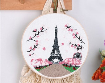 Romantic Paris Embroidery Kit- Embroidery Gift - DIY Handmade Embroidery Kit - Cross Stitch Set