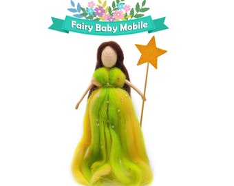 Baby Mobile Needle Felted Fairy Queen 6 inch Height Gift Box Wrap Gift for Baby Newborn Boy Girl