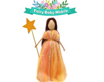 Elf Needle Felted Fairy Baby Mobile 6 inch Height Gift Box Wrap Nursery Decor