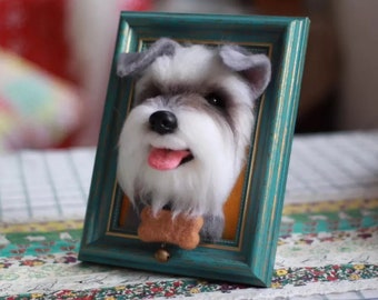 Dog Memory Custom Dog Needle Felted Framed Pets Portrait - Realistic Pet Replica - 100% Handmade Wool