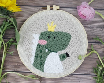 Dinosaur Punch Needle Kit, Beginner Punch Needle Kit, Punch Needle Pattern - Everything Included