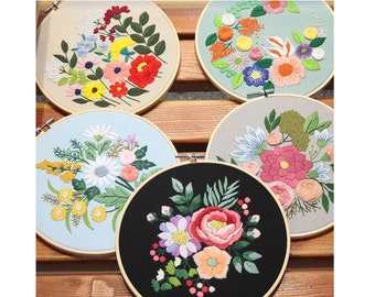 Floral Embroidery Kits, Christmas Gift, Wall Decoration Embroidery, English Instruction