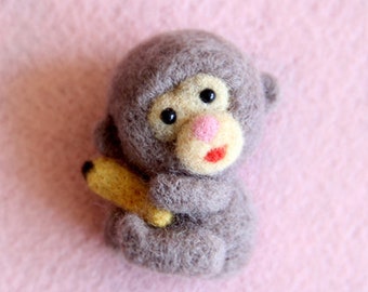 Monkey Needle Felting Kit 4" Craft Kit for Mother's Day