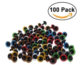 100 Stück 10mm Bunte Sicherheitsaugen für Puppenherstellung Dekos Nähen mit 100 Stück Scheibe