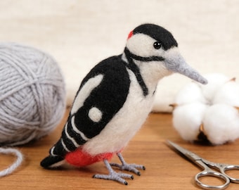 Woodpecker Needle Felting Kit: Beginner Bird DIY Craft Gift