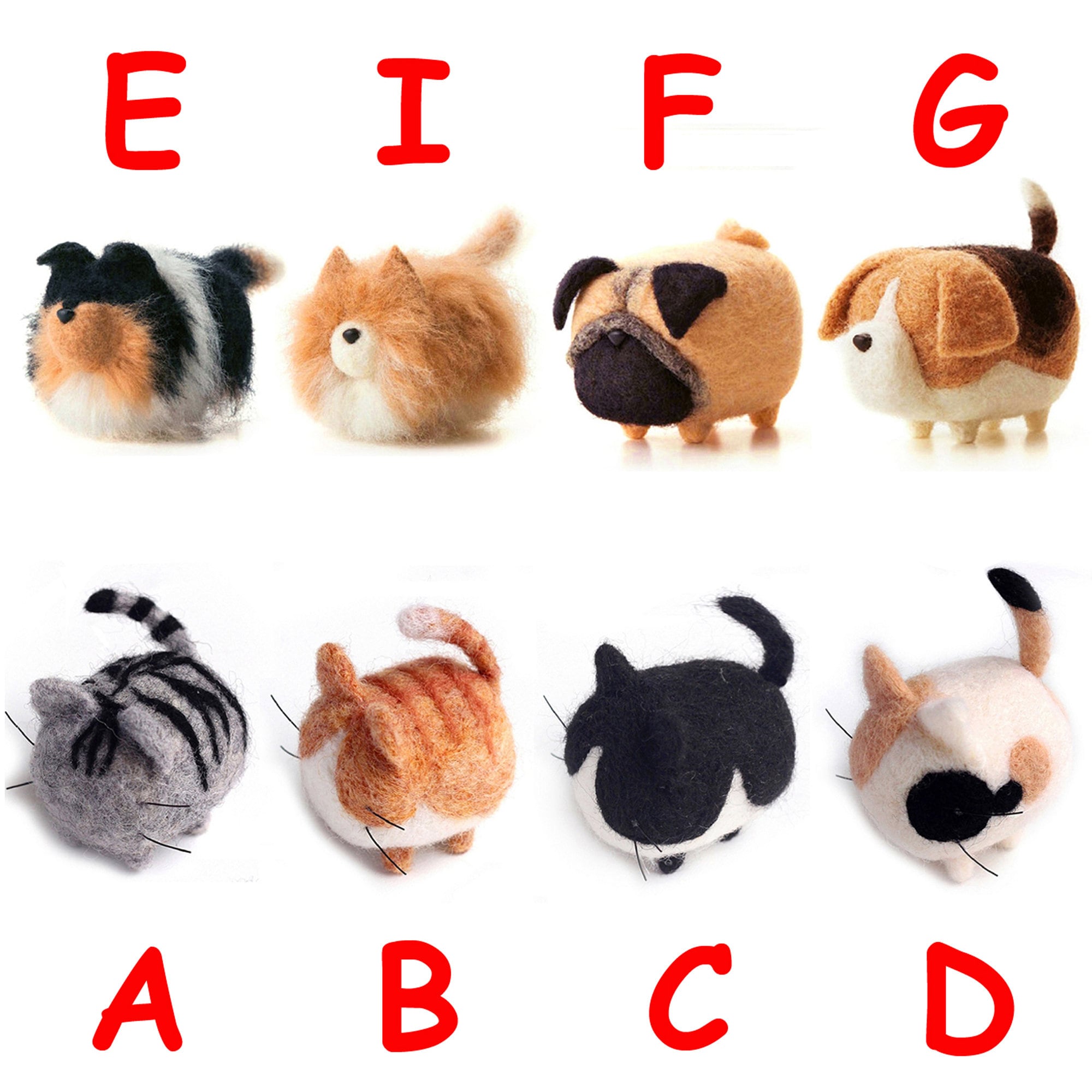 Faceless Cats and Dogs Needle Felting Kits for Beginners Gift Wrap DIY ...