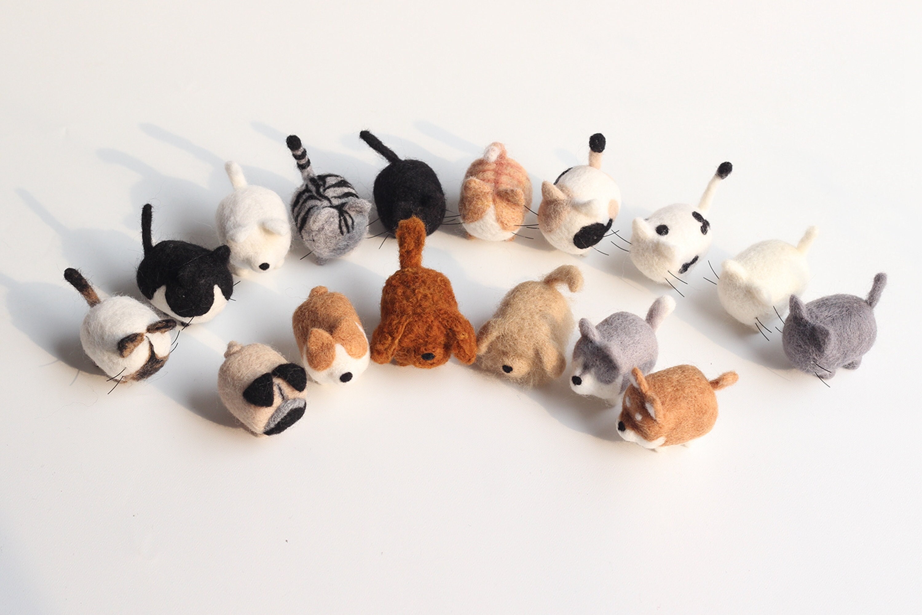 Faceless Cats and Dogs Needle Felting Kits for Beginners Gift Wrap DIY ...