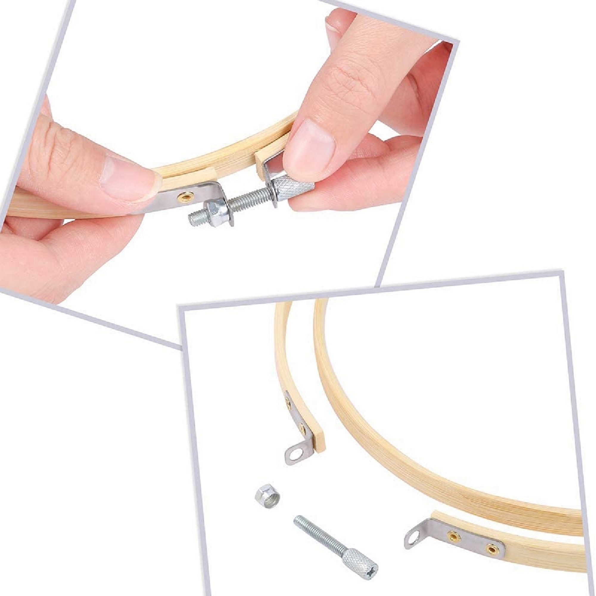 10 Telai Da Ricamo In Bambù 20 Cm | Cerchi Regolabili Per Cucito E Ricamo - Foto 5