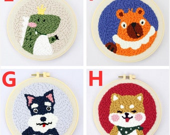 Animal Punch Needle Kit |Craft Kit |Beginner Punch Needle Kit | Punch Needle Kit | Punch Needle Pattern Included