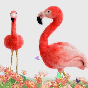Flamingo Needle Felting Kit for Beginners 6.3“ (16cm) - Christmas Gifts for Mom, Grandma