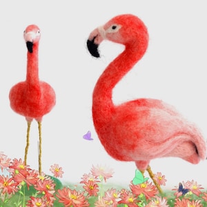 Flamingo Needle Felting Kit for Beginners 6.3“ (16cm) - Mother&#39;s Day Gift