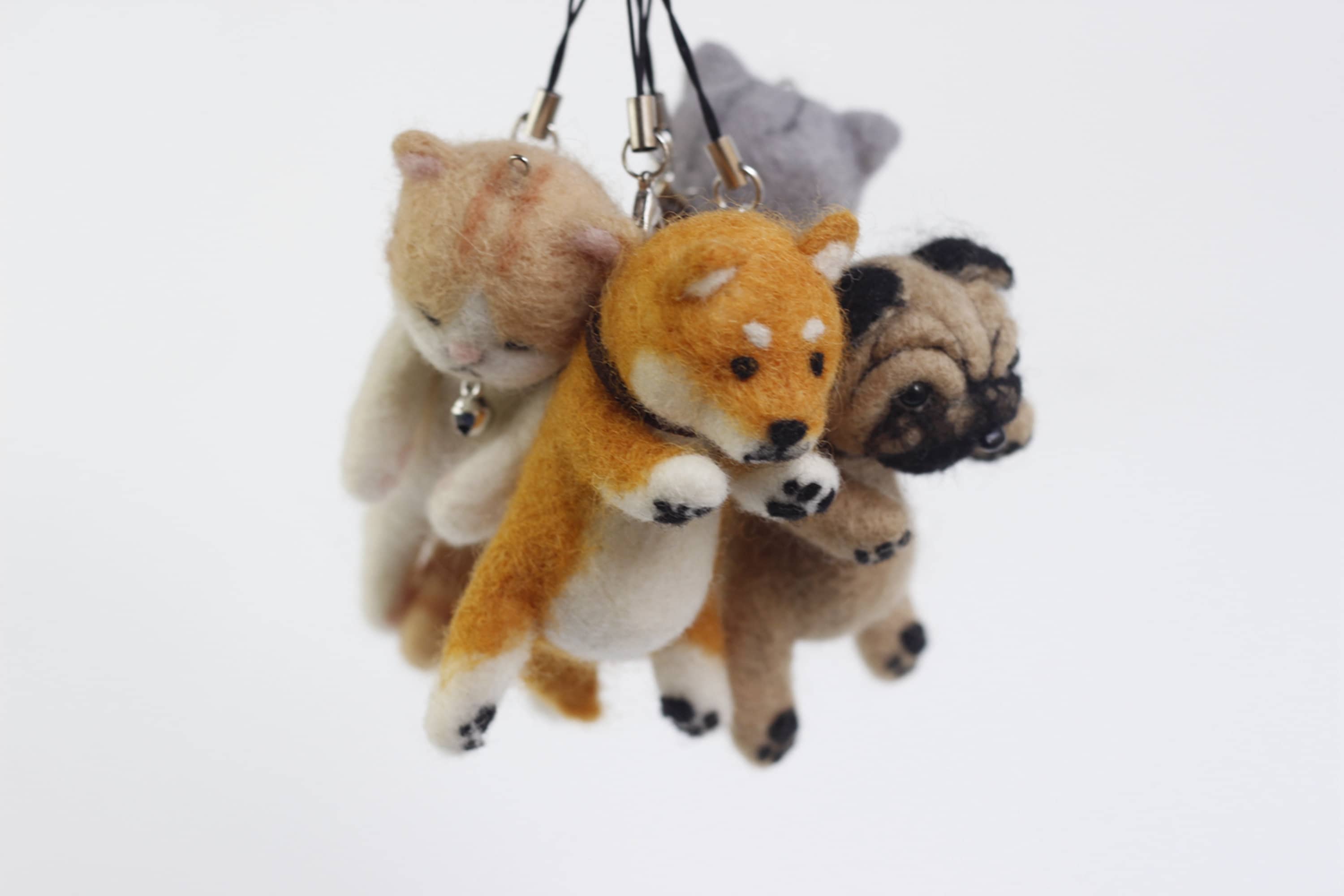 4x Shiba Inu Nadelfilz-Set – DIY Bastelset Für Anfänger Mit Allem Zubehör Zum Filzen