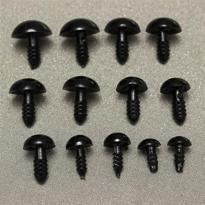 300pcs Including 150pcs Plastic Black Safety Eyes, 150 pcs Disk for Dolls Decys Sewing Packaged by Grid Box 6/8/9/10/12mm image 5