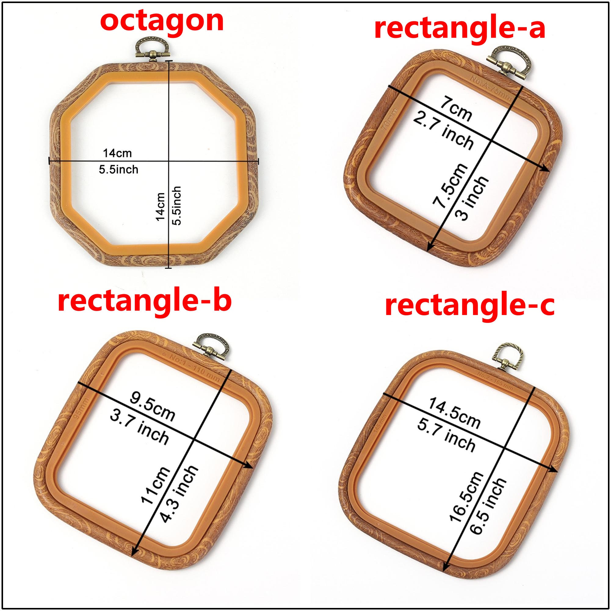 Embroidery Hoops Set Of 4 – Rectangular ABS Plastic Hoops (2.8x3 To 7.7x8.7 Inches) With Needles & Threader