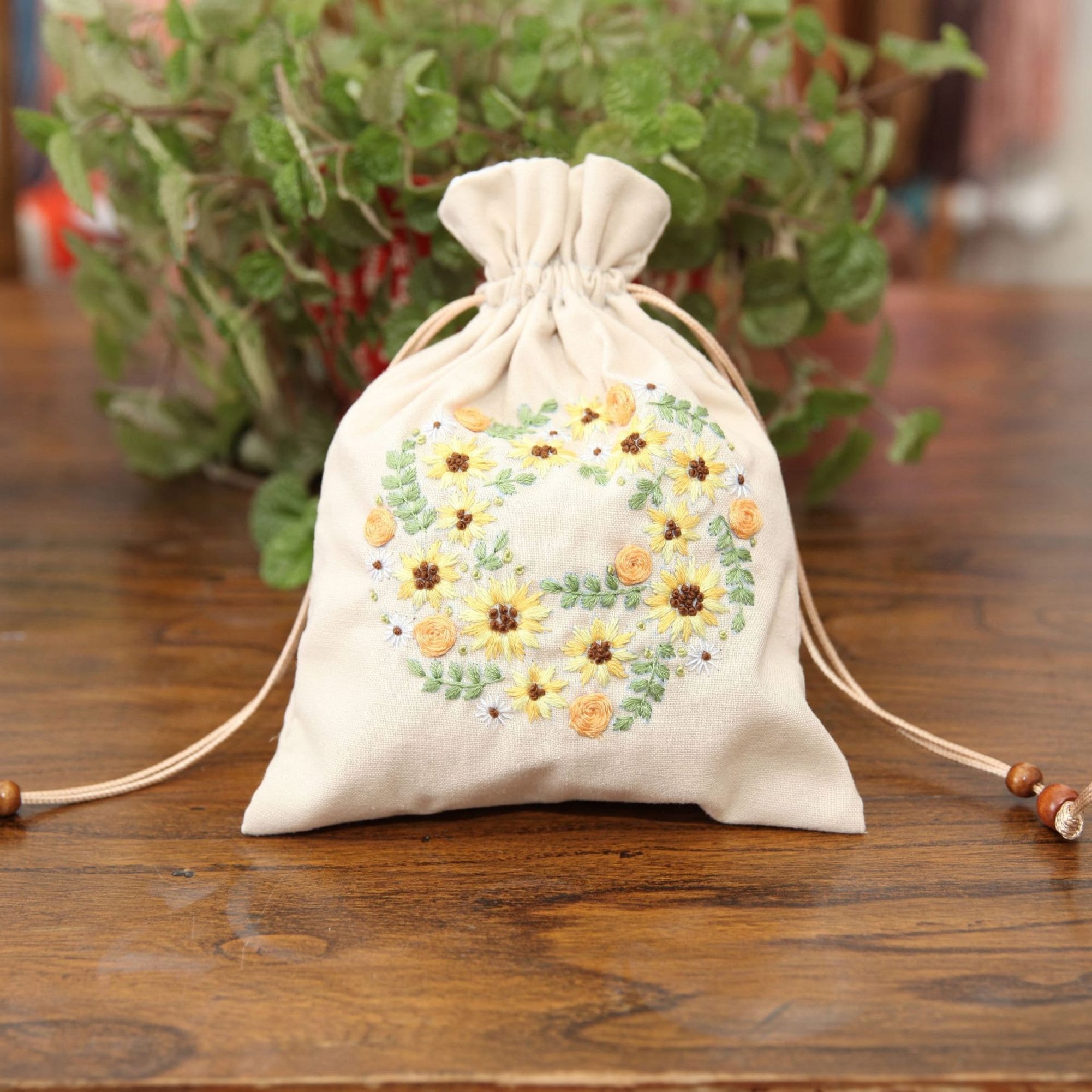 3 Sets DIY Drawstring Bag Embroidery Kits - Includes Hoop, Thread, Needles & Flower Patterns (6.5 Inch)