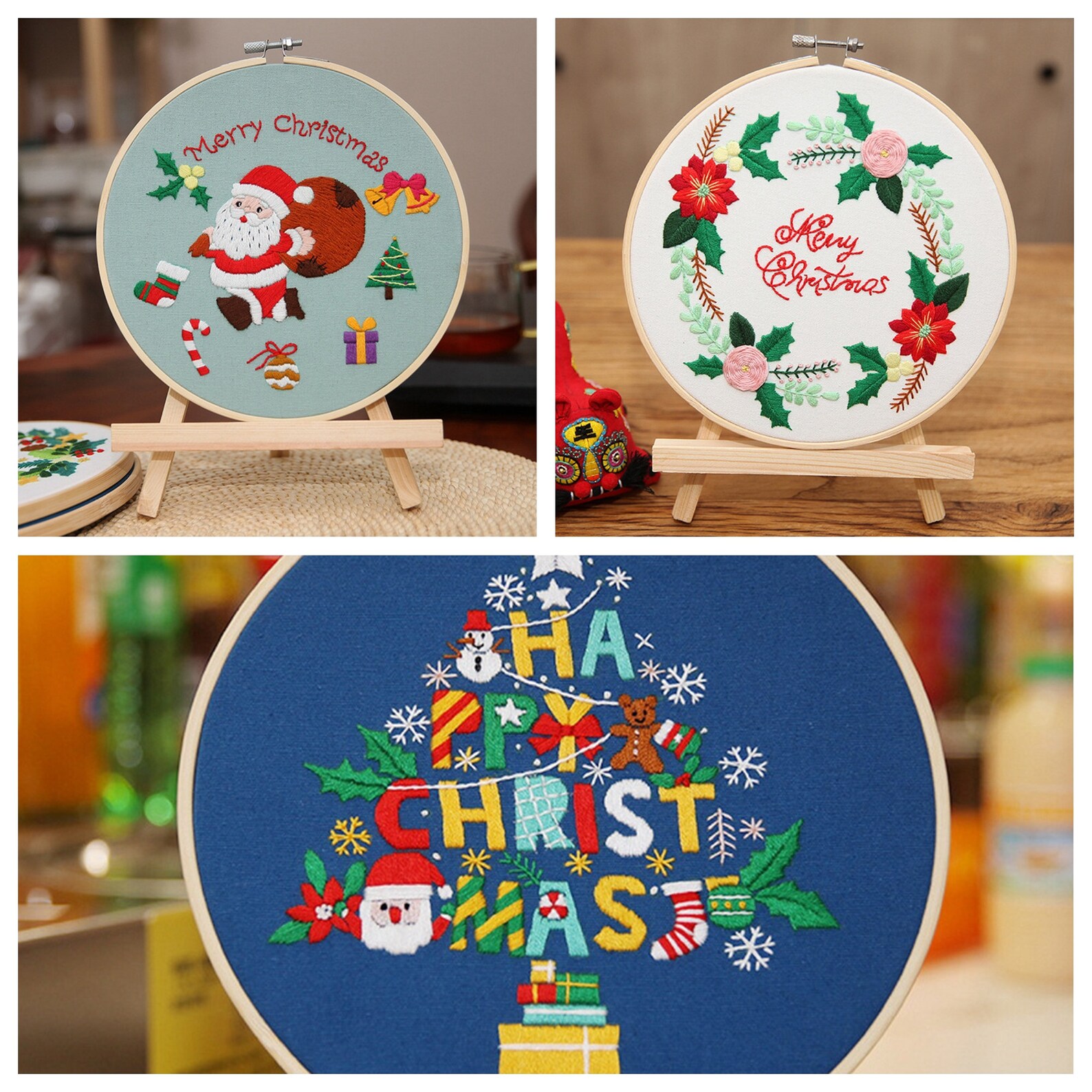 5 Patterns for Christmas Embroidery Kit Easy for Beginners Etsy
